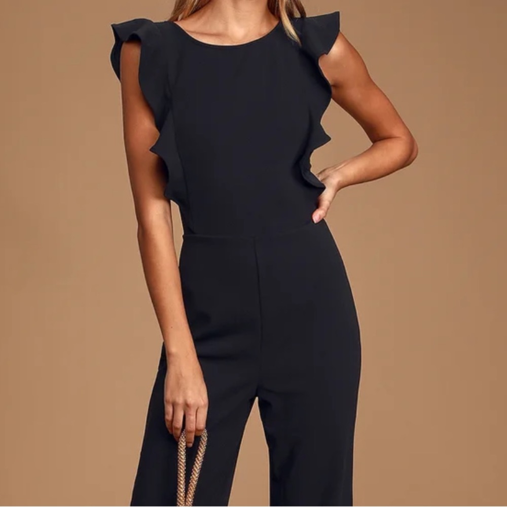 Lulu’s Medium black Ruffle jumpsuit.